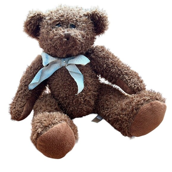 Animal Adventure Circo Bear Houndstooth Bow Soft Curly Plush Toy Stuffed‎ Animal - Picture 1 of 7